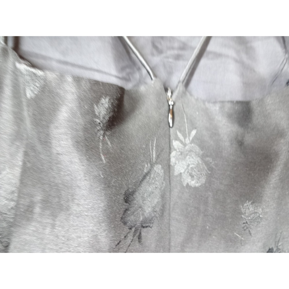 90s Vintage Ann Taylor Sheath Dress Womens 12 Black Silk Linen Floral Cocktail - Picture 5 of 8